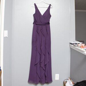 Vera Wang White amethyst ruffle bridesmaid dress